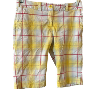 Nike dri-fit yellow plaid Tour Performance Yellow and red Plaid Shorts size 8